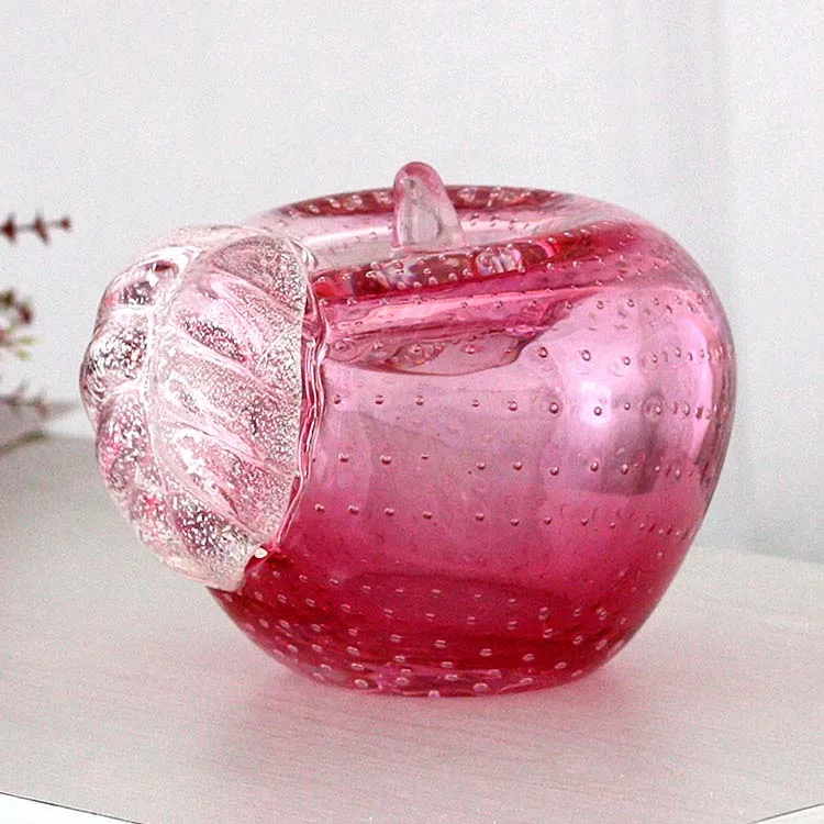 Pink hand blowm murano glass apple