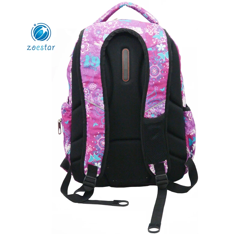 Floral Printing School Backpack for Middle School University Large Capacity Girls Book Bag