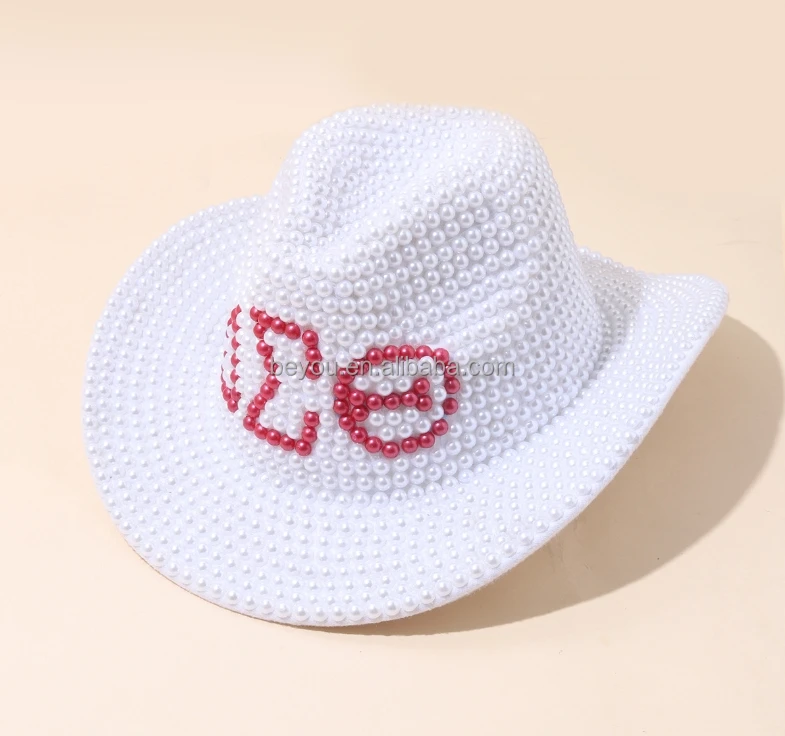 Zeta Phi Beta White Navy Blue Pearls Fedoras Lime Greek Sorority ZPB Logo Women Panama Wool Felt Hats Ladies Wide cowboy Hat
