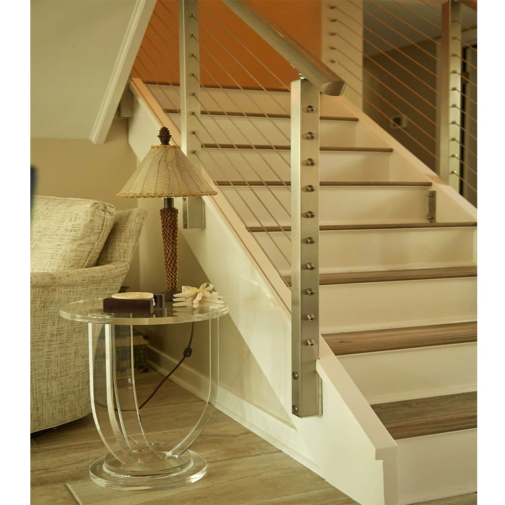 Foshan Factory Modern Interior Wire Balustrade Handrail Systems Stair Stainless Steel Wire Rope Cable Railing Prices