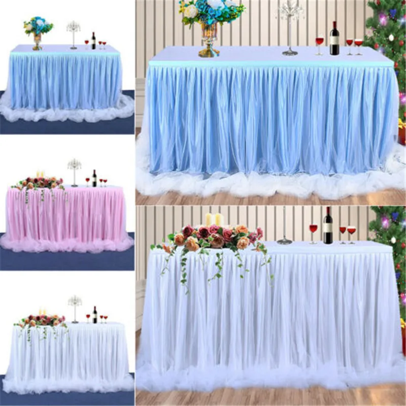 Banquet event table cloth curly ballerina ruffled wedding curly morado tulle party tutu table skirt