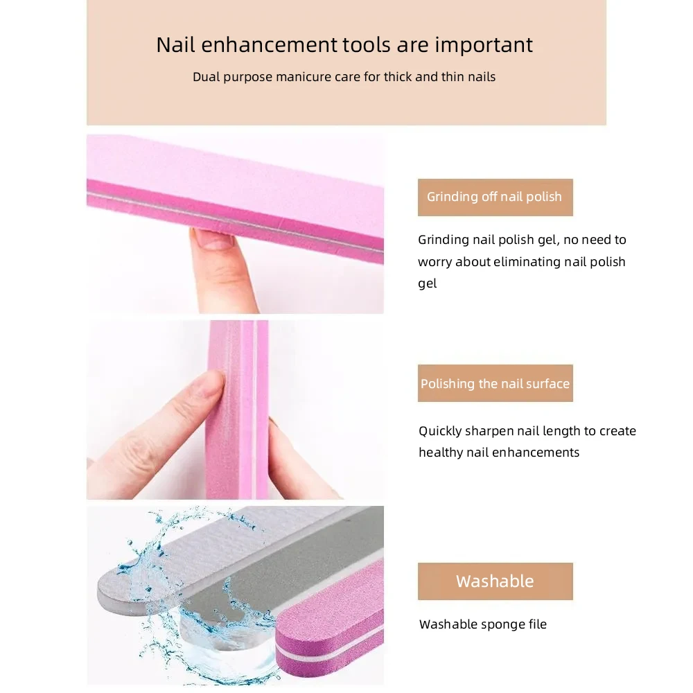Professional 5 Pcs/set Emery Board 100 180 Grit Zebra Double Side Nail File