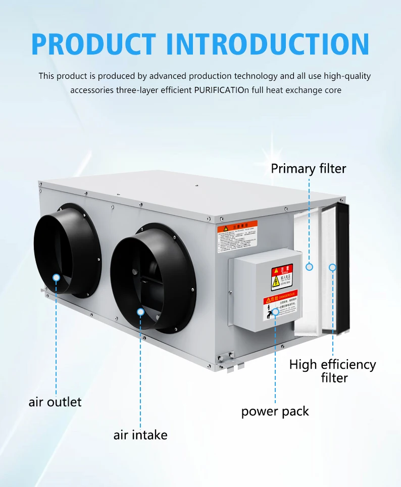 HRV Heat Energy Recovery Ventilation Residential HVAC System ERV HRV Defrost Bypass Auto Air Recuperator Fresh Air Ventilation