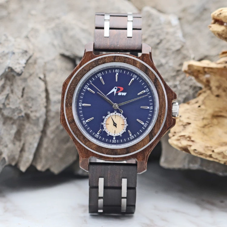 Hot selling fashion 2035 movt steel wooden watch customized your own brand watch