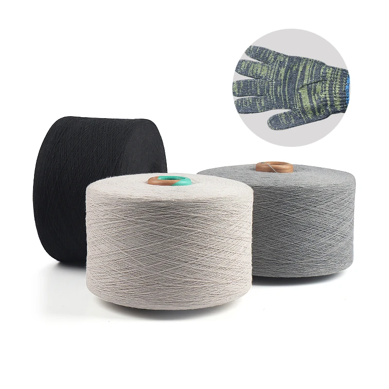 Wholesale 200 To 1000kn Customized Color Recycled Blended Polyester Sock Soft Labor Protection Gloves Cotton Yarn For Knitting