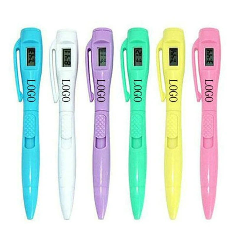 Student Novelty Stationery Custom Cheap Digital Clock Pen Plastic Funny Ball With Watch