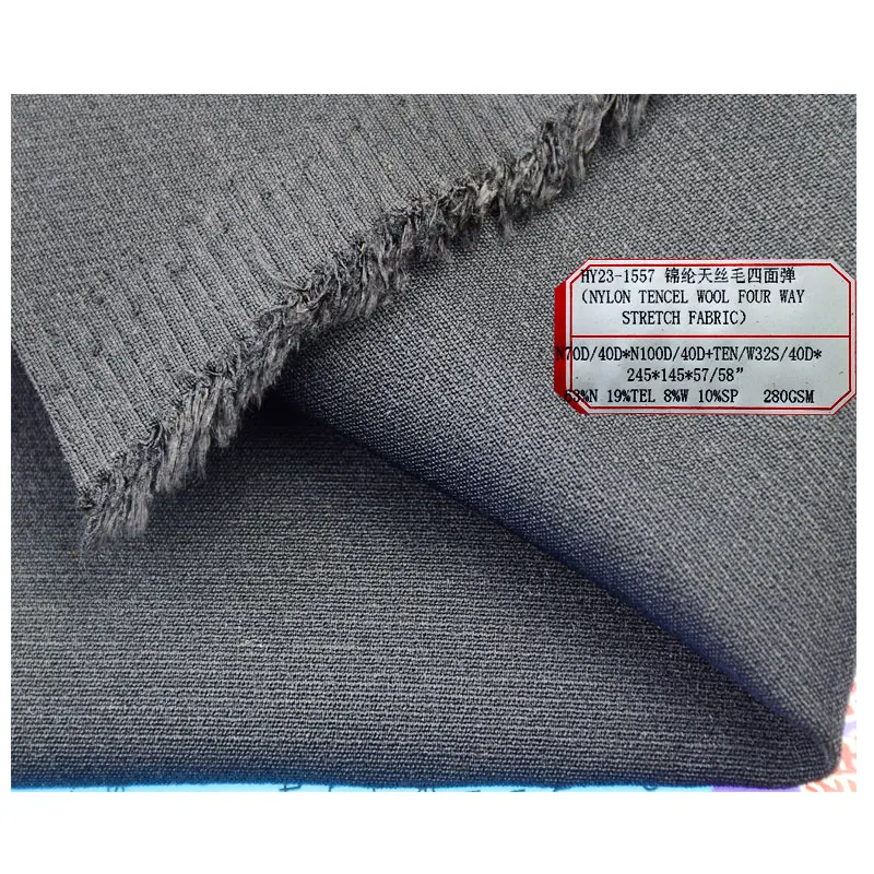 China Manufacture High Quality Nylon Tencel Wool Spandex 4 Way Stretch Suiting Fabric