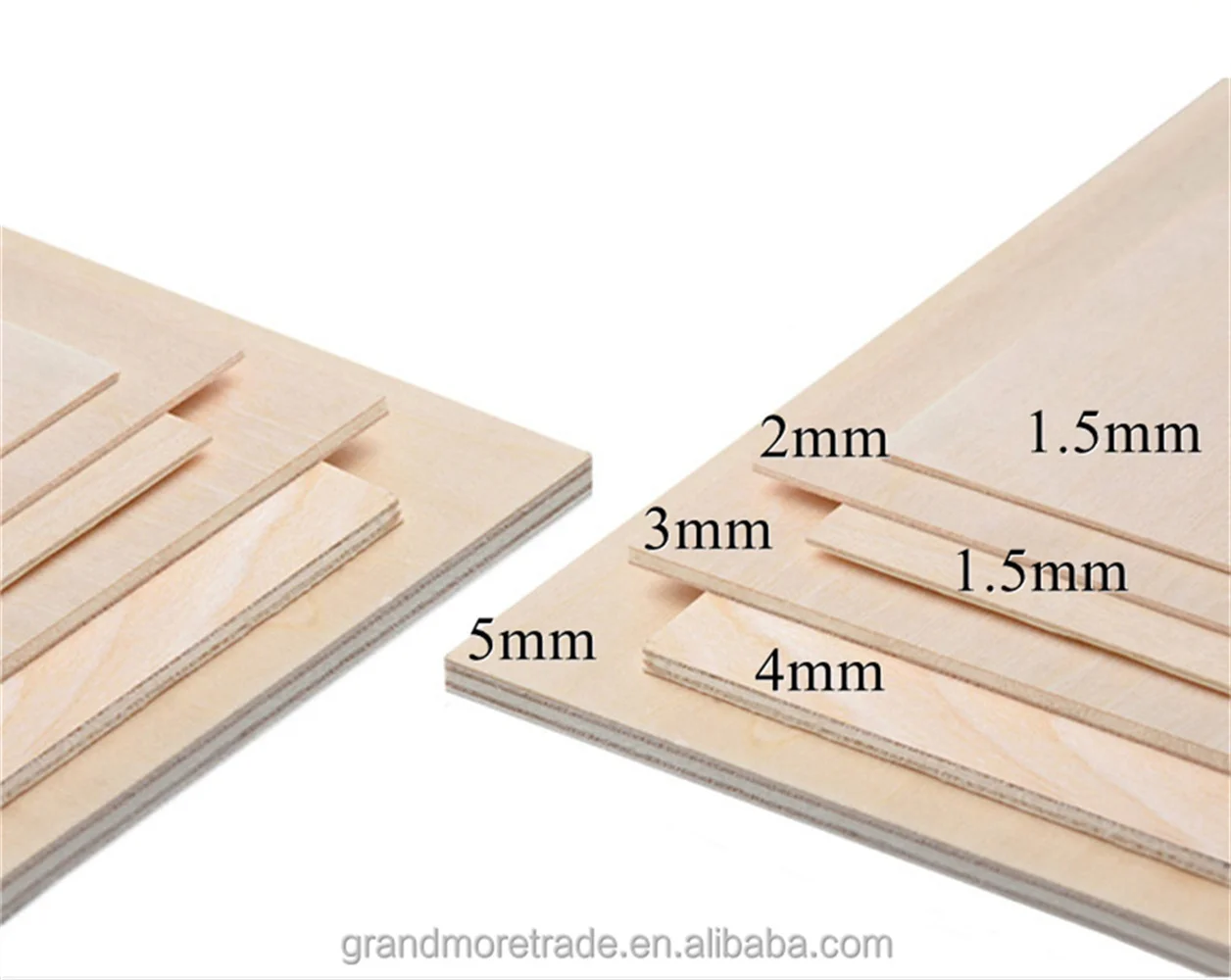 1.5mm 2mm 3mm 4mm 5mm Basswood Plywood Sheet Laser Cutting Thin Craft Commercial Basswood Plywood
