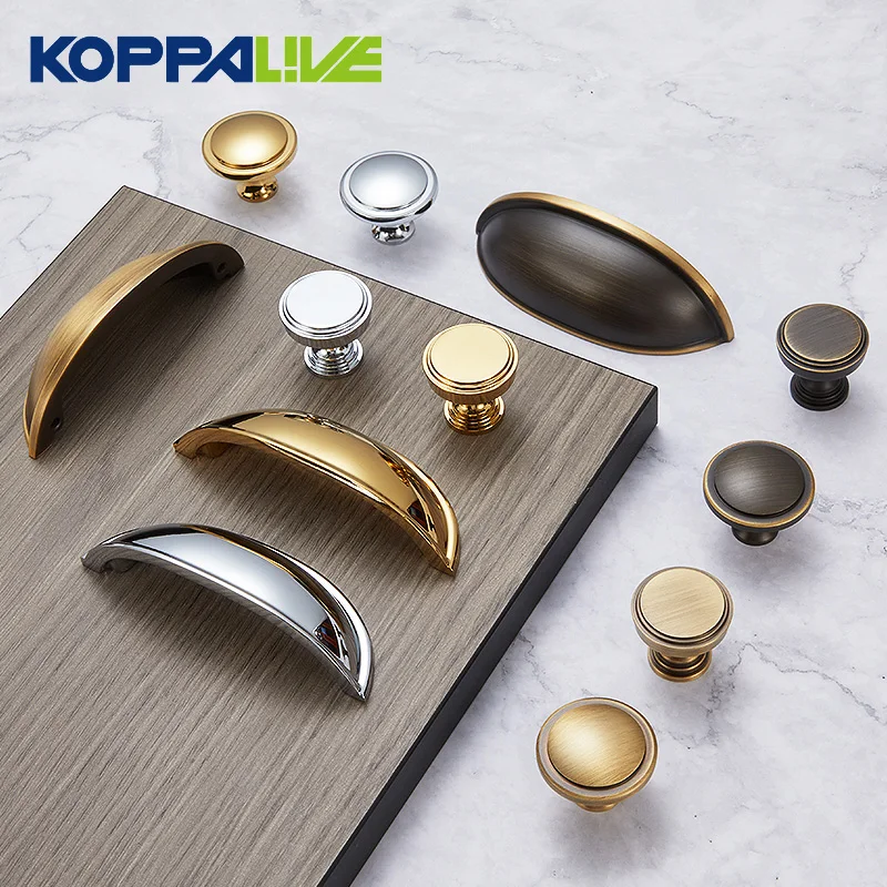 Koppalive modern brass cup shell pulls antique bronze luxury cabinet door drawer handle and knob
