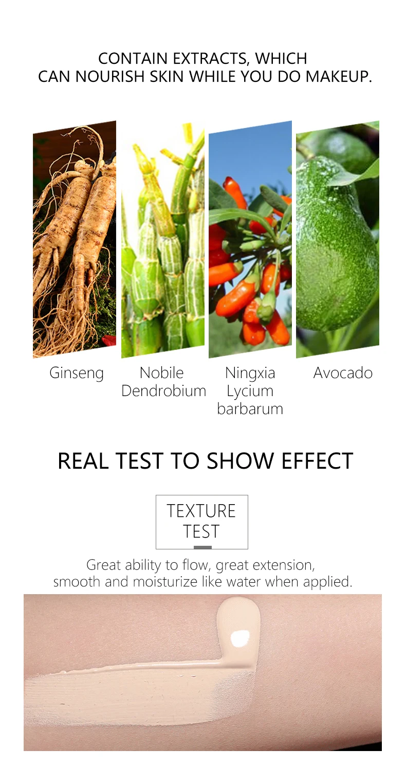 Online wholesale Nutritious moisturizer Vegan waterproof long lasting concealer makeup liquid foundation