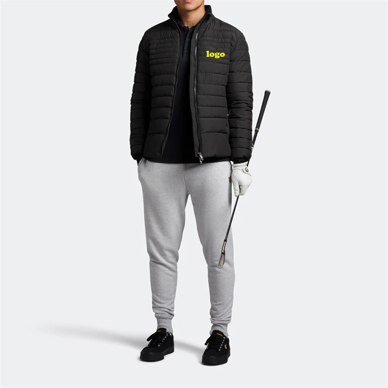 LF Embroidery Logo Warm Outdoor Coat Down Puffer Jackets Back Stretch Quilted Men Golf Jacket