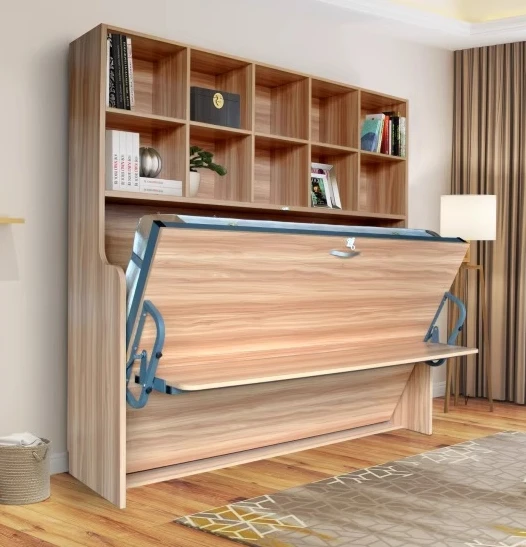 Side-turning wall bed small apartment hidden wardrobe integrated wall hanging multi-functional balcony desk style invisible bed