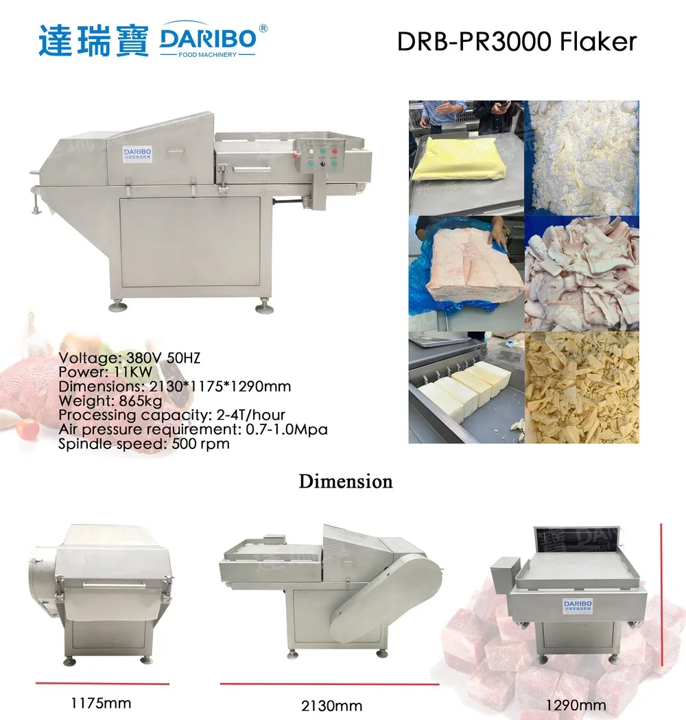 Big Block Cutter Frozen Meat Flaker Chicken Block Processing Machine Pork Slicer
