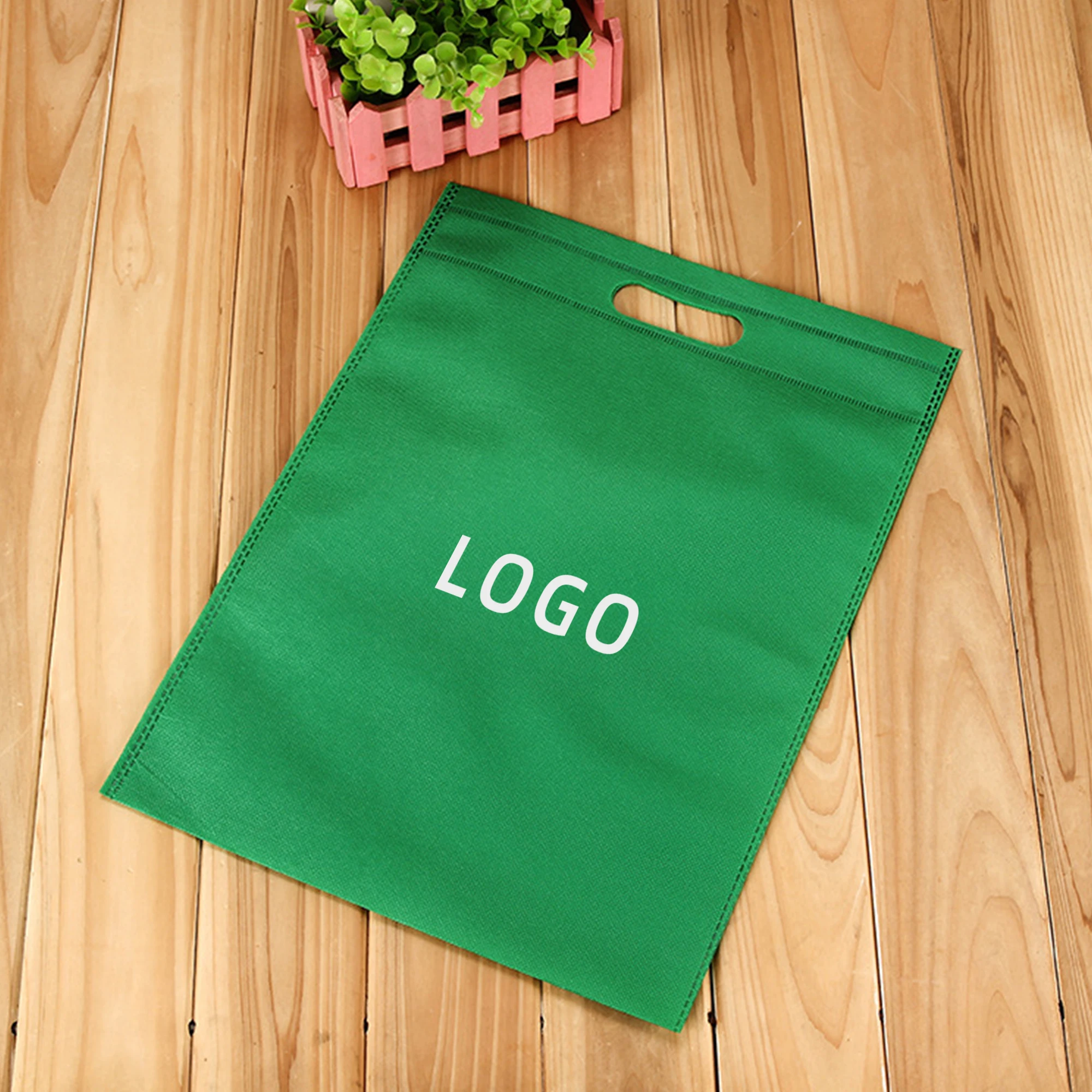 Eco friendly custom logo advertising non-woven bag nonwoven U Cut bag non woven Die Cut shopping Bag with logos