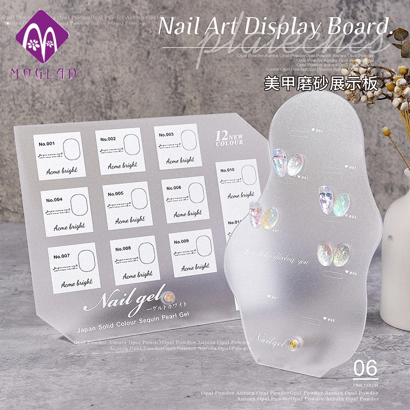 Fashion clear and matte 6 designs acrylic nail art gel polish color display show case