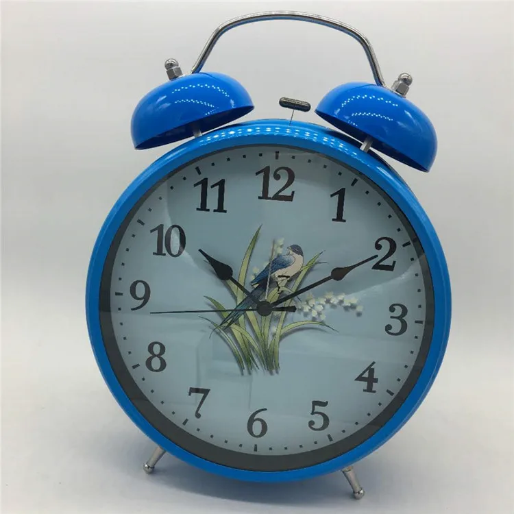 big size twin bell beating alarm quartz analog desktop ringing clock