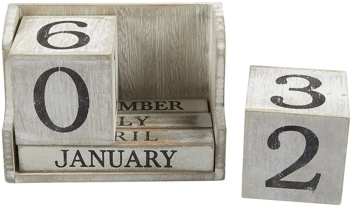 Calendario Personalizado  Mini Block Wooden Perpetual Home And Office Decor  Desk 2021 Advent Calendar