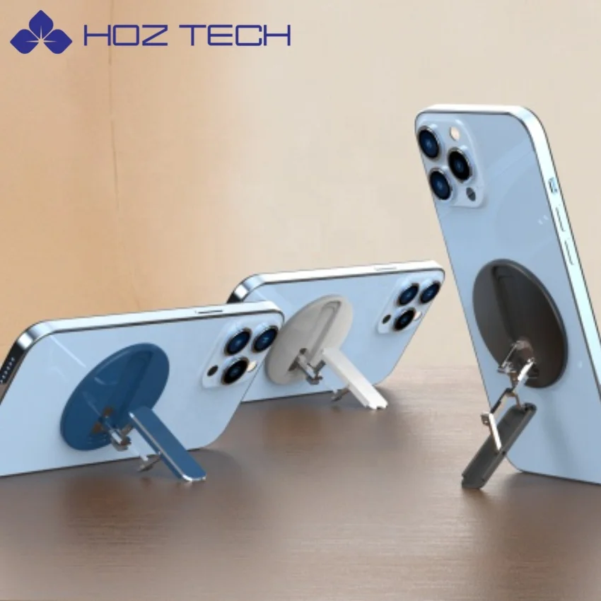 Magnetic Phone Stand&Grip Foldable Adjustable Aluminium Alloy Magnet Portable Invisible Phone Holder