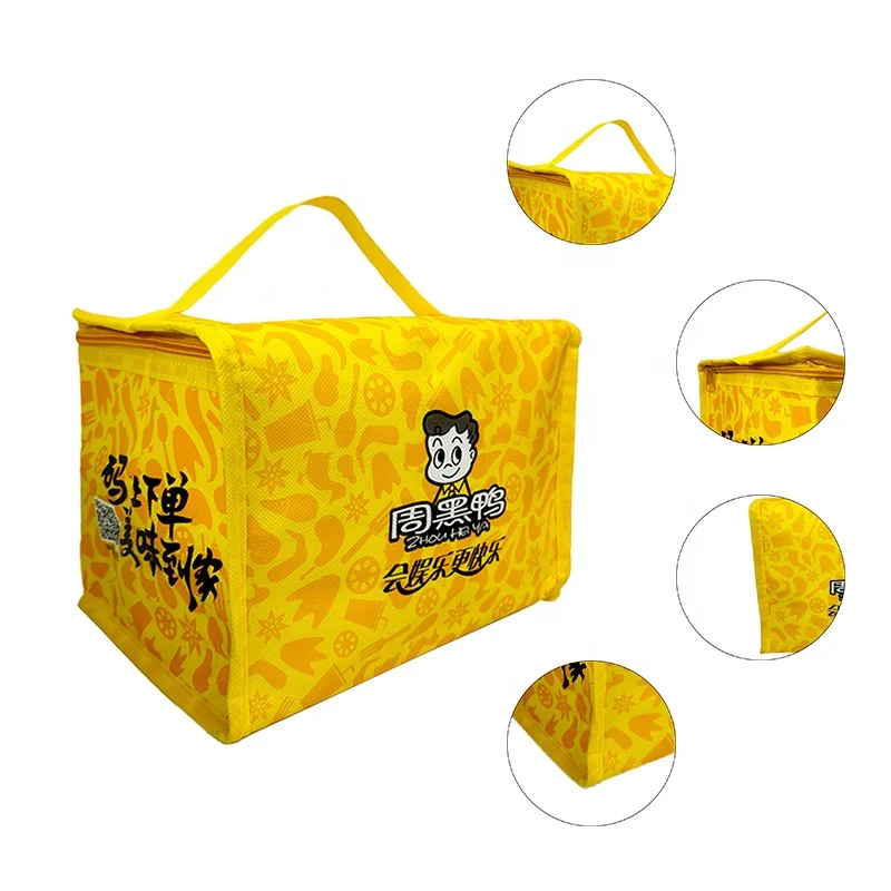 Нетканая Сумка-тоут для продуктов, сумка для покупок, изолированная Термосумка для доставки продуктов, сумка-холодильник на молнии для хранения