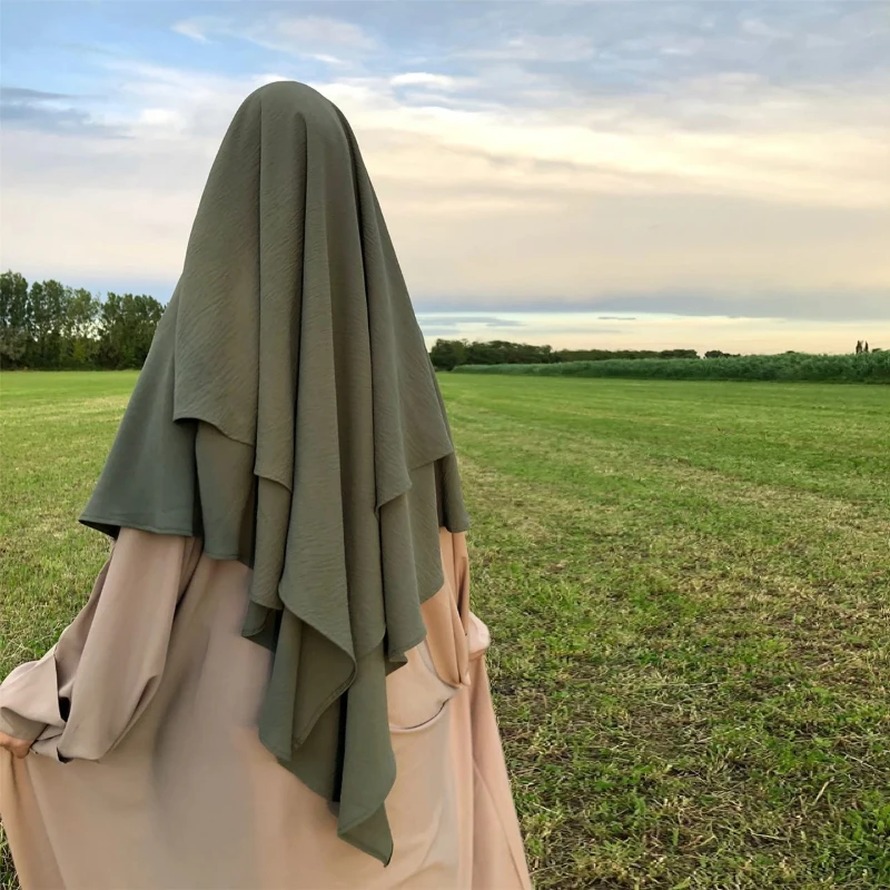 Hot Selling Islamic Clothing Muslim Scarf Women Prayer Hijabs Long 2 Layer Khimar Hijab