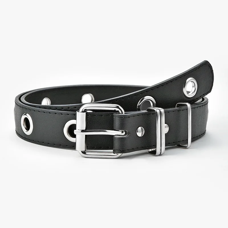 New Square Bead Rivet Belt Metal Pyramid Belt With Punk Chain Hardware Jeans Belt