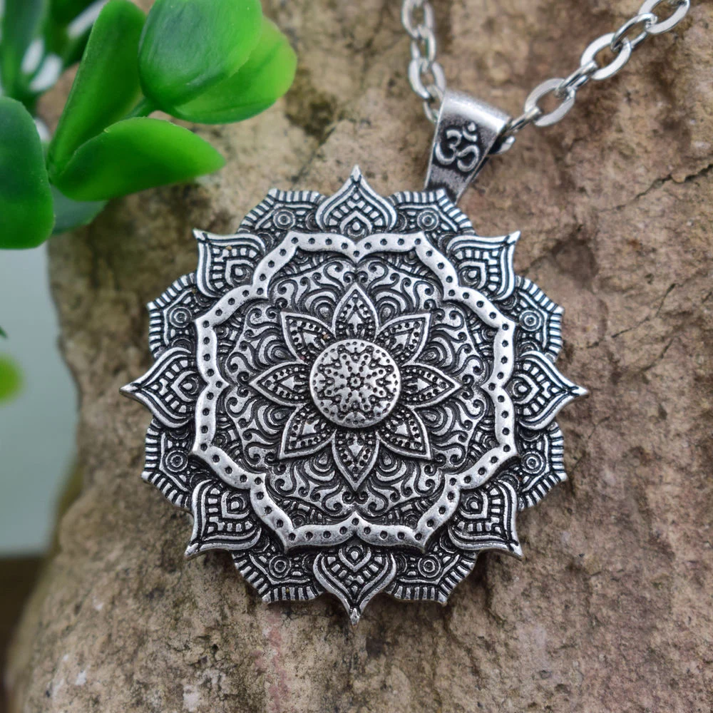 OM Mandala Pendant Yoga Meditation Art Geometry necklace Prayer Mala jewelry geometry amulet religious