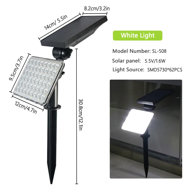 Solar Outdoor Lights 62 LEDs Borderless Full-Screen Lighting Auto On/Off Outdoor Lawn Lights for Yard Gard