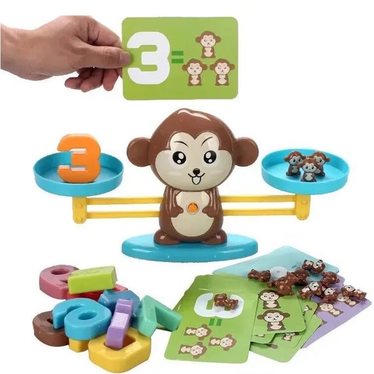 Wholesale Educational Game Math Scale Number Addition and Subtraction Counting Stem Balance Monkey Toy