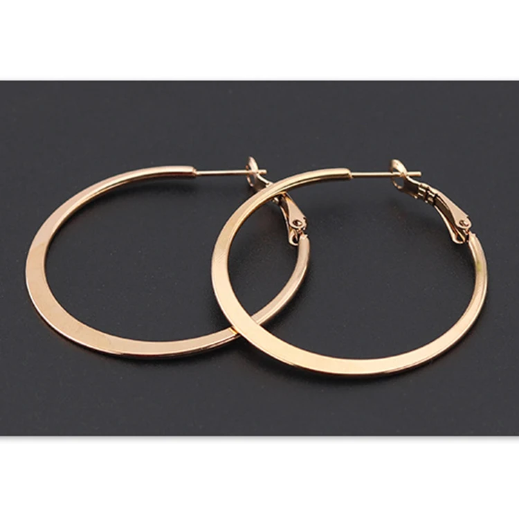 30-60mm Rose Gold Silver Black Non Pierced Dangling Spring Large Twisted Clip On Hoop Earrings
