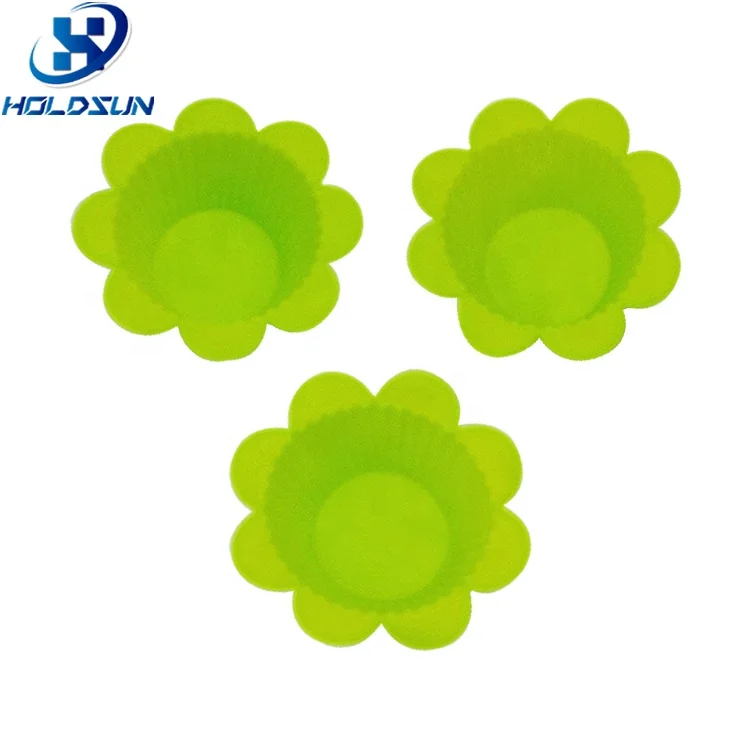Household Non-Stick Flexible Custom Color Sunflower Round Silicone Cupcake Mold for Birthdays Baking