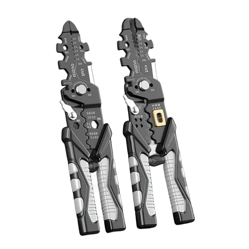 Multi-functional Wire Stripper Cable Cutter Wire Crimping Stripping Plier for Stripping, Pulling, Crimping, and Cutting