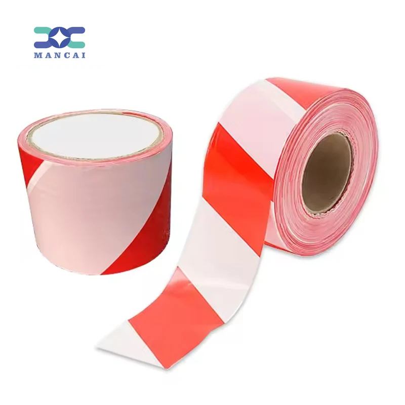 MANCAI Hazard Warning Non-Adhesive Barrier Tape Warning Tape 500m White And Red Warning Tape