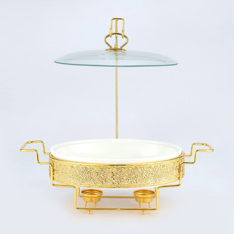 Luxury Buffet Equipment Stainless Steel Gold Glass Chafing Dish Roll  Chaffing Dishes Set Food Warmer For Catering