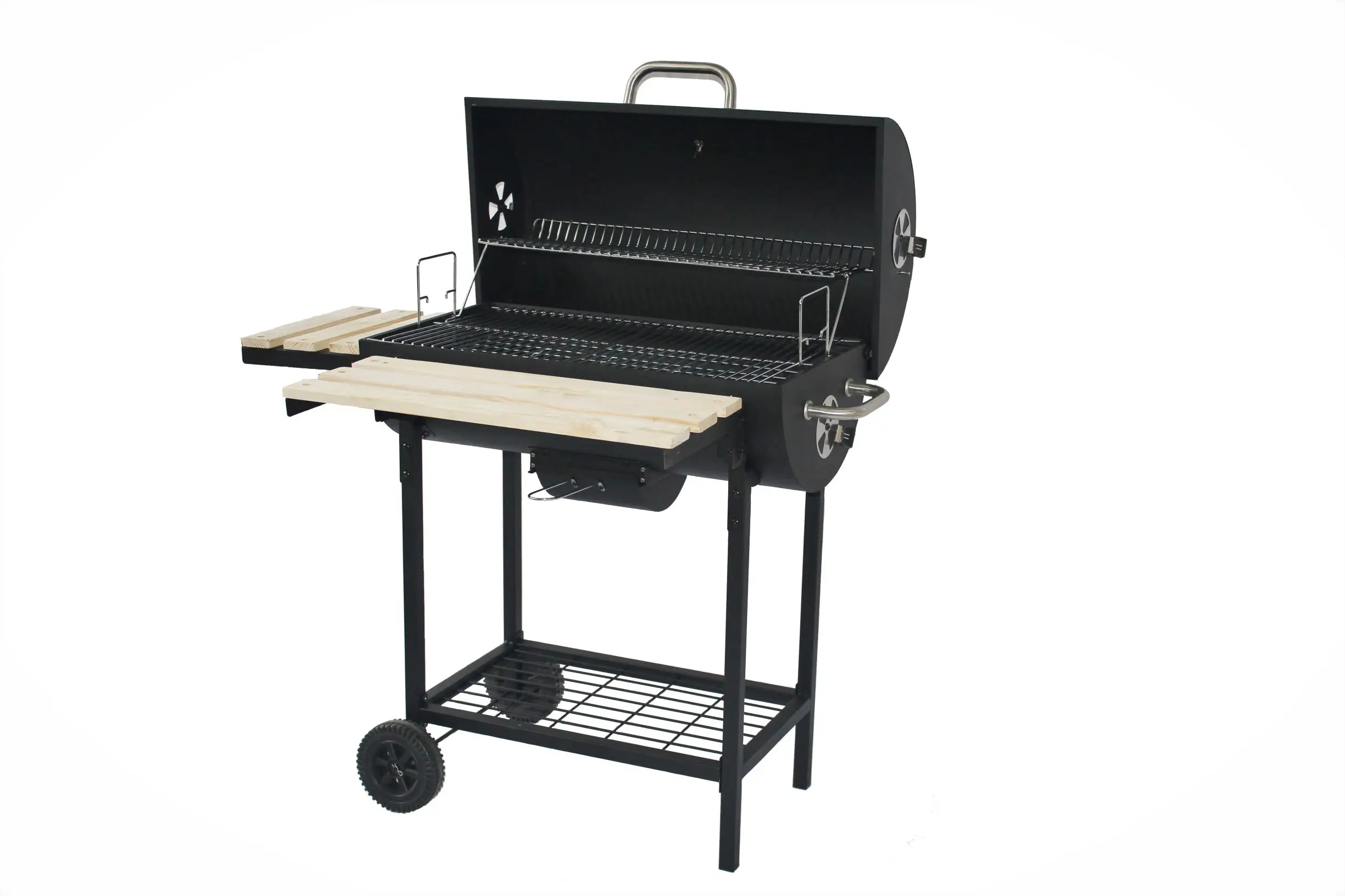 
Modern high quality portable outdoor rack with trolley picnic gravity charcoal bbq grill 