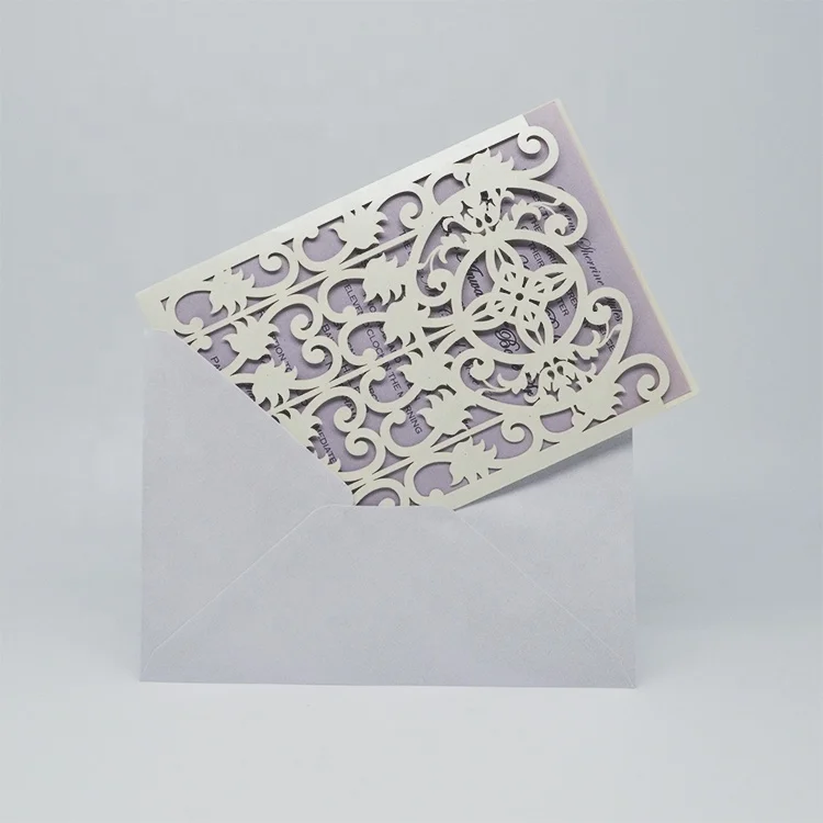 
Chinese hot sale laser cut wedding invitation greeting card with insert card 