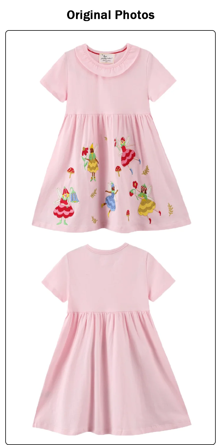 2022 Fashion Cute Korean Stylish Cotton 3D Flower Applique Baby Collar Pink Little Girls Clothes Dress For Kids Summer