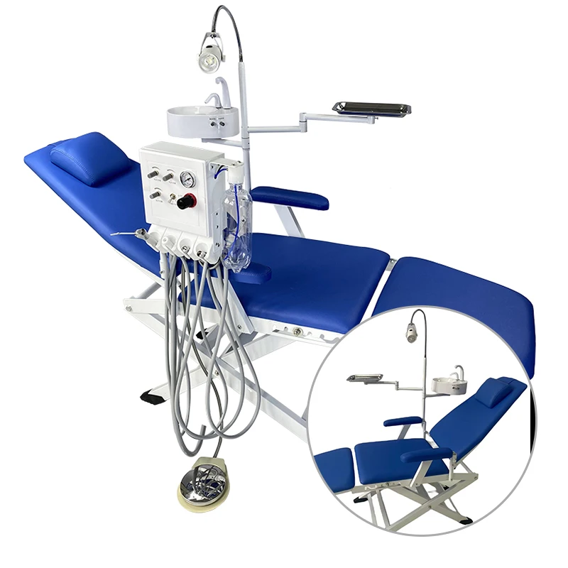 Customizable Safety Foldable Portable Dental Chair Unit with Spittoon Lamp and Tray Wall Mounted Turbine