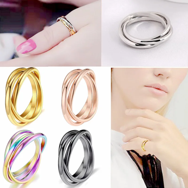 OEM Anillos De Oro 3 Rings In 1 Simple Men Women China Wholesale Stainless Steel Rings Custom