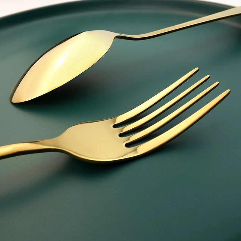 Wholesale 5 pieces kitchen party wedding dinner gold cutlery silver stainless steel cutlery spoon fork knives