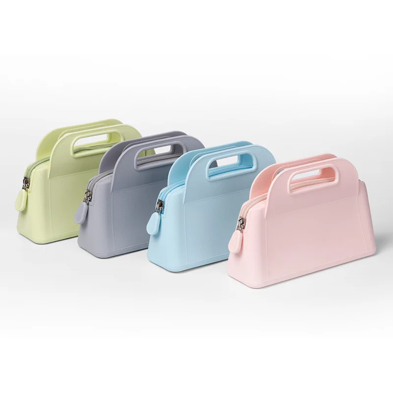 Fashionable Candy Colored Mini Silicone Bag Waterproof Handbag Wallet Handbag Cosmetic Bag Makeup Kit Organizer