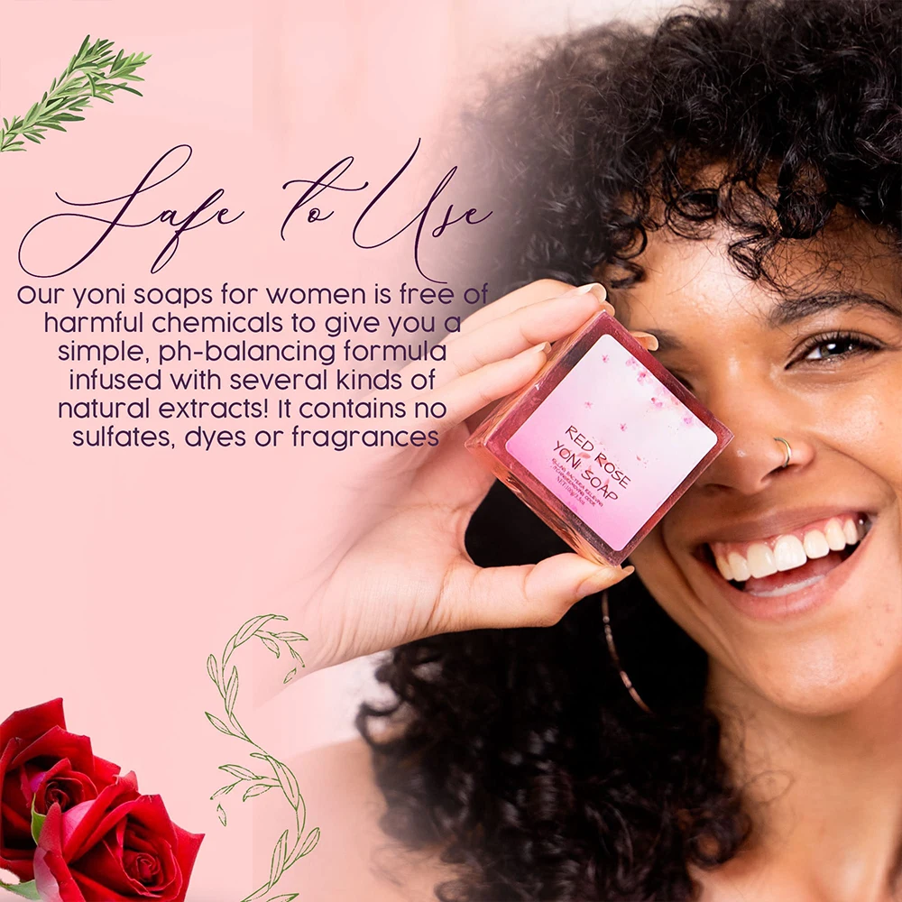 pH Balancing Cleanser All-Natural Rose Yoni Soap for Feminine Hygiene and Intimate Care