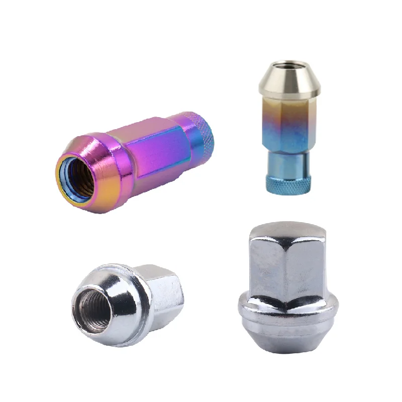 Professional Customization Customize M12x1.5,  aluminium carbon steel different styles colored spline long truck wheel lug nuts/