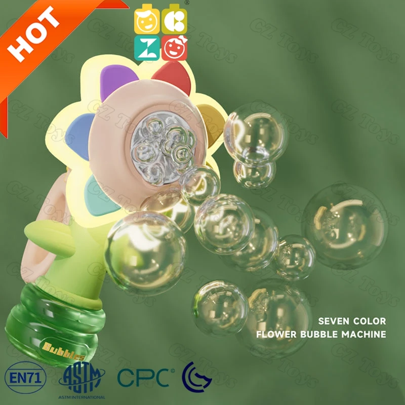 Latest One Style LED Music Swing Sunflower Bubble Machine Electric Automatic Bubble Blower Toy For Kids Outdoor Soap Water Toys