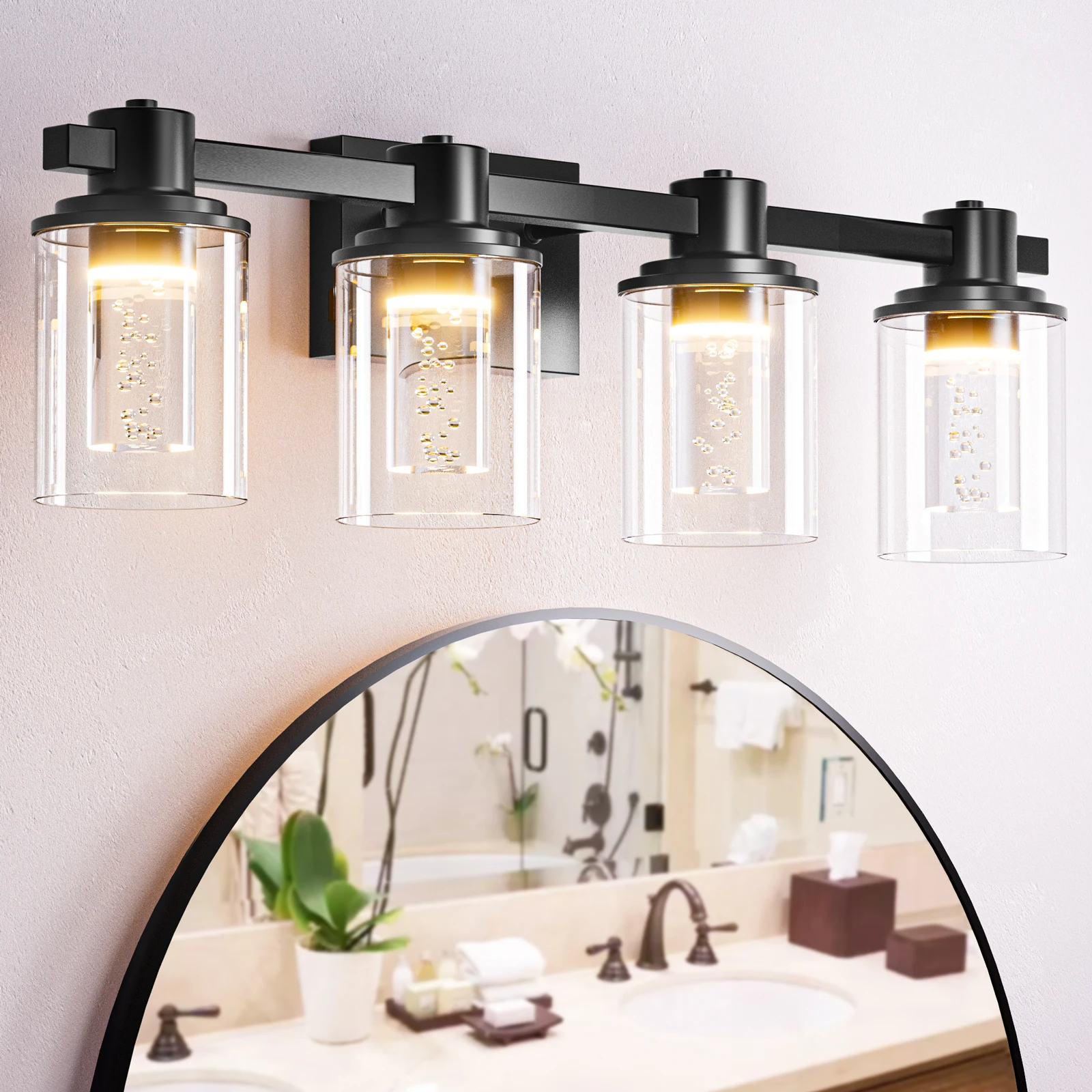 Northland 4 lights Matte Black decorate nordic LED crystal metal wall sconce light room background nordic wall lamps wall sconce