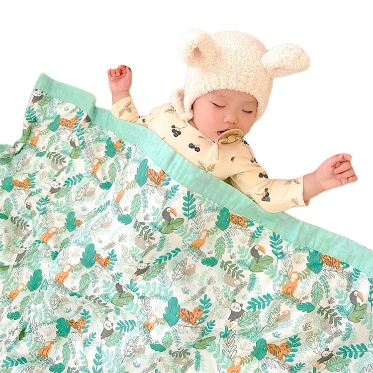 Soft 100% Cotton Bamboo Muslin Children Blankets Fruit Printing Kid Baby Muslin Swaddle Blanket