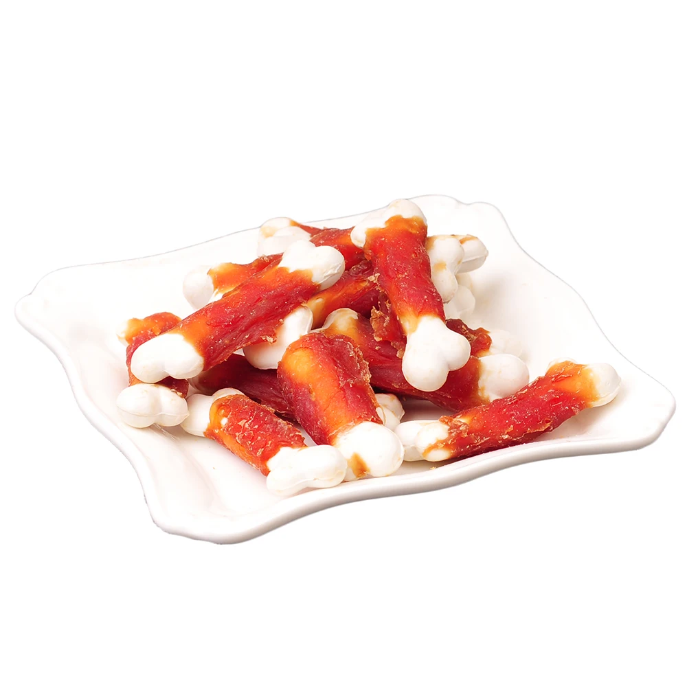 rawhide knot bone wrap chicken meat dog food pet snacks