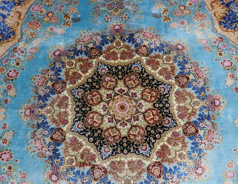 9x12 Large Blue Handmade Persian Silk Carpet Hand made Luxury Estate Carpets and Rugs for Dubai Uzbekistan Russian Living Room