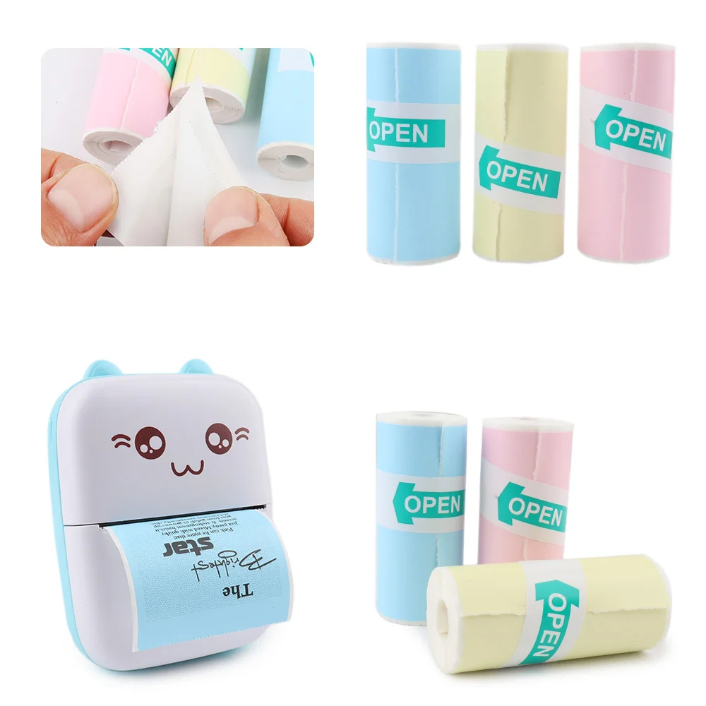 3 Rolls Colorful Self Adhesive Mini Thermal Printer Sticker Paper, Pocket Thermal Printer Sticker, Pocket Printer Sticker Paper