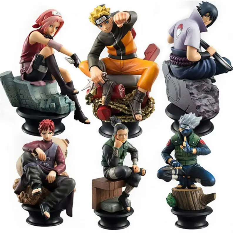 6pcs Narut Figurines Dolls Chess PVC Anime Narut Sasuke Gaara Model Action Figures For Decoration Collection Gift Toy