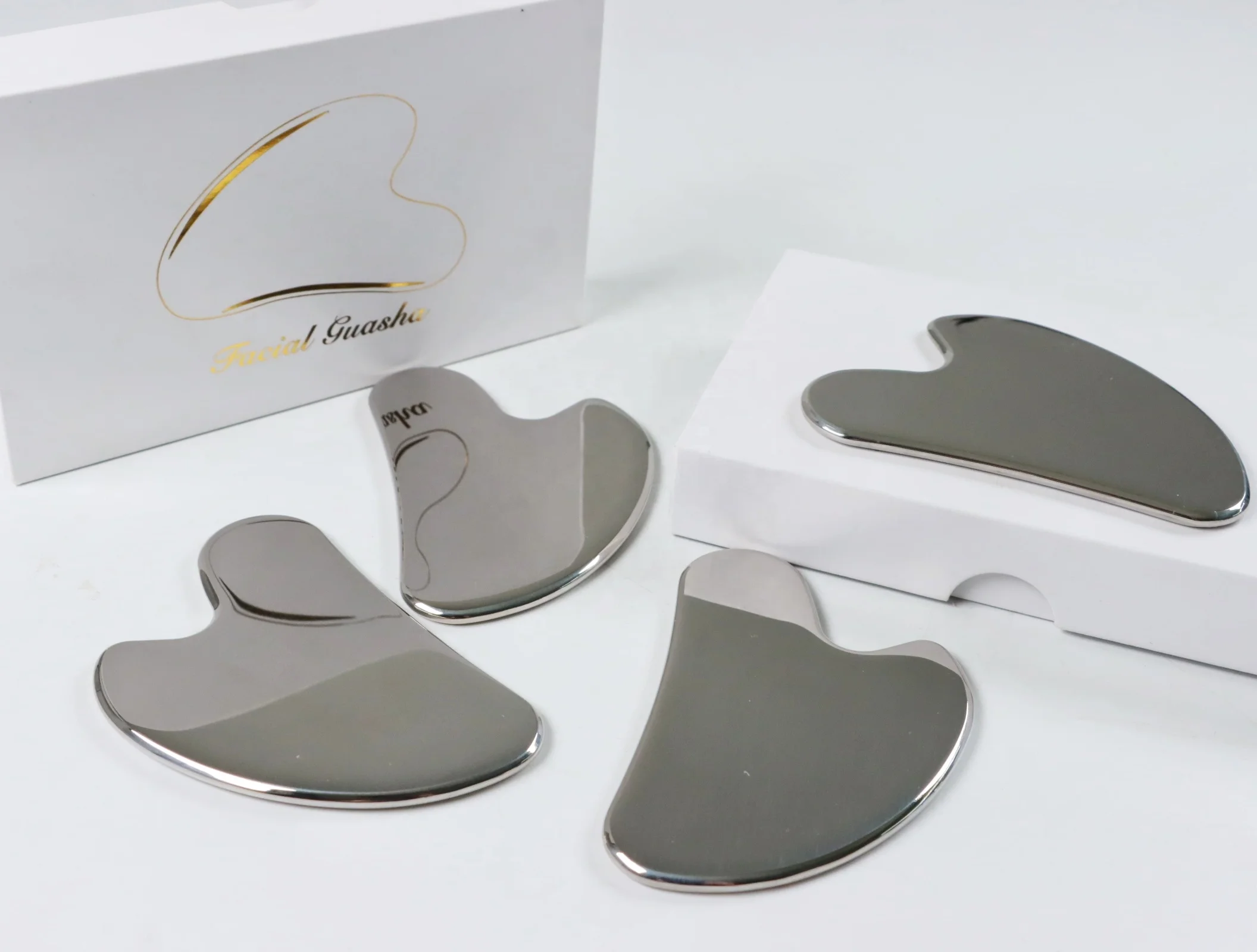 custom logo massage tool 904 stainless steel heart guasha stainless guasha